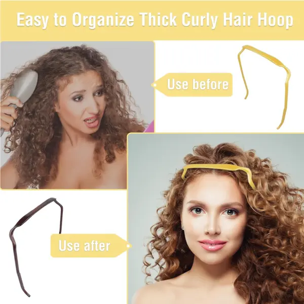 2 Pcs Curly Thick Hair Headband, Sunglasses Headband Invisible Hair Hoop for Curly Thick Hair, Square Headband Like Sunglasses Create a Fashionable Hairstyle (Black) 2