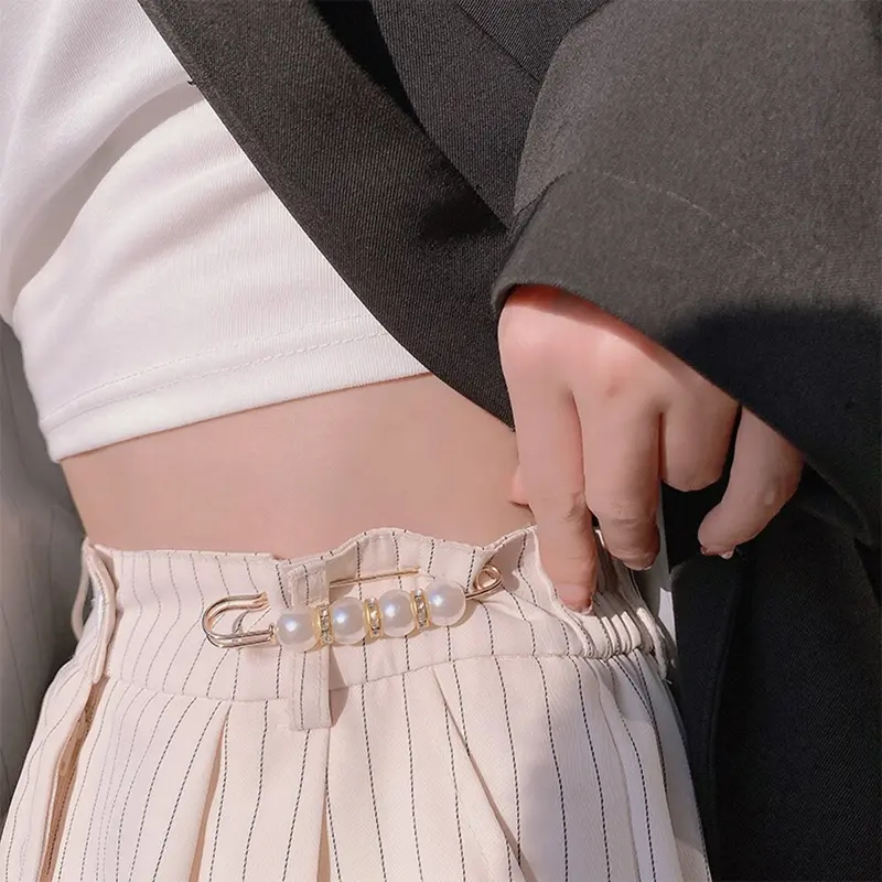4PCS Waist Adjustment Uniform Clothing Extended Buckle And Waist Adjustment Buckle Pearl Broocated Fashion Decorative Accessorie 5