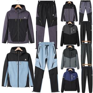 MOUNTAIN-X Mens Active Stretchy Hooded Tracksuit Set Lightweight Breathable 4 Way Stretch Sport Fitness Gym Performance Elastane Top & Bottom Set S-2XL - Boys Kids Age 6-13