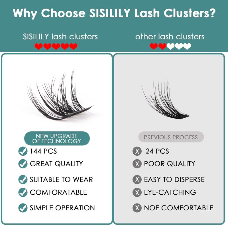 Individual Lashes SISILILY Cluster Lashes 144 Lash Clusters DIY Lash Extensions C D Curl Cluster Eyelashes Reusable False Eyelashes 3D Wispy Fluffy Individual Lashes 10-16mm Length (DM01plus-mix) 2