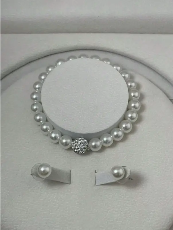 3pcs/Set Creative Pearl Necklace + Bracelet + Earrings Jewelry Set, Bride Accessories 2