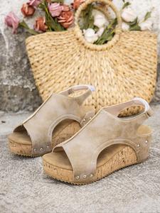 Women's Fashionable Cork Bottom Wedge Sandals, Casual Comfortable Sandals for Beach Vacation, All-match Commuter Shoes for Work & Daily Wear, Summer