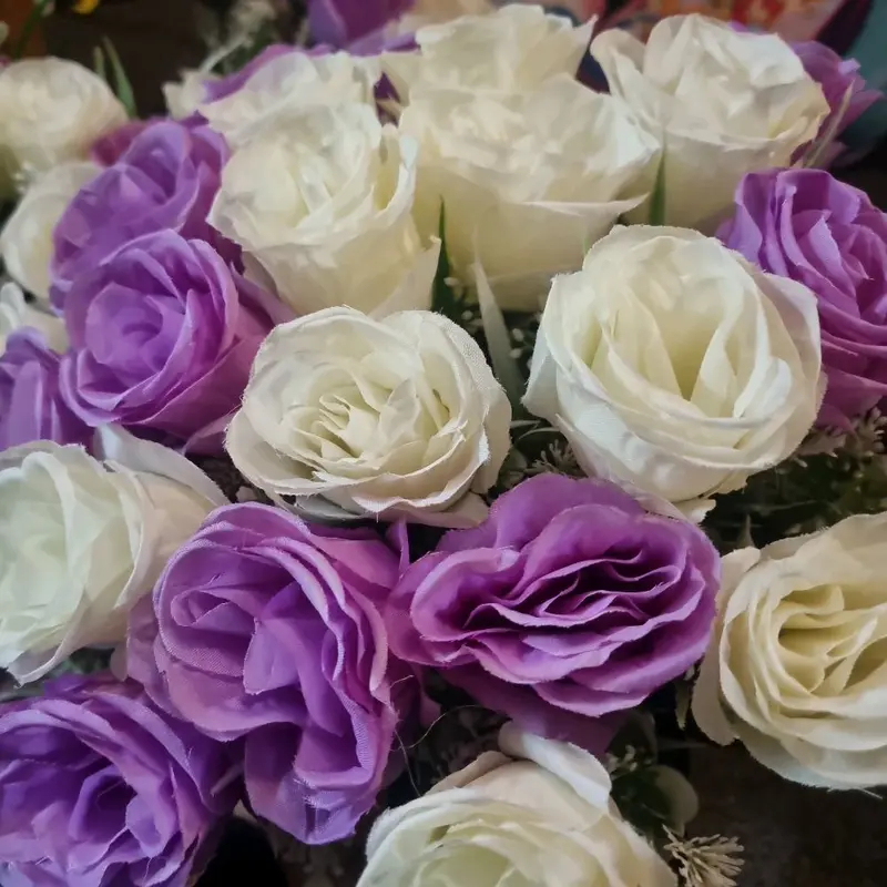 24pcs Light Purple and White Artificial Flowers Bunch - Home Decorative 2