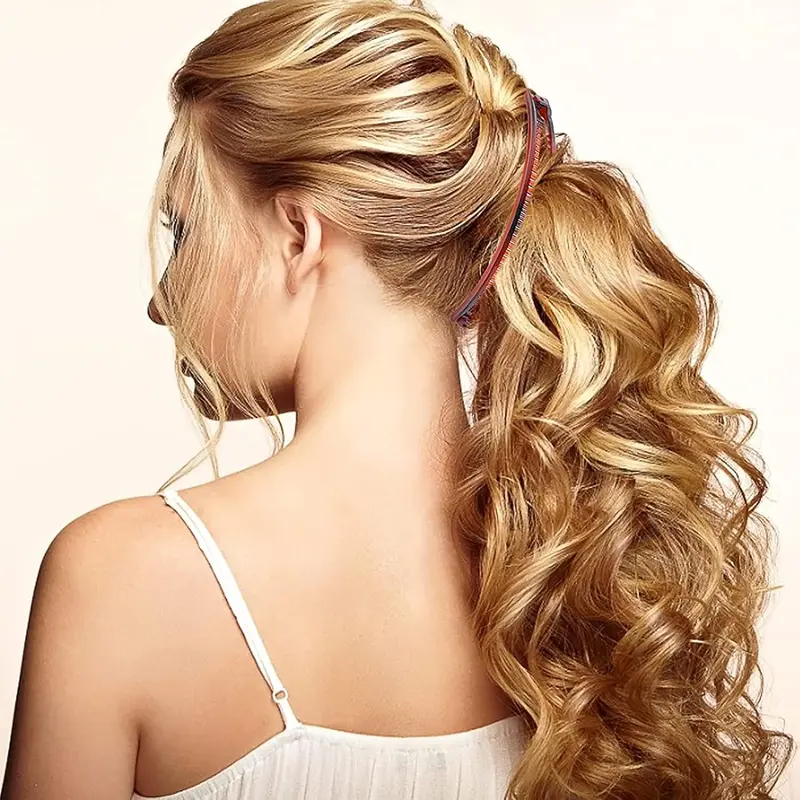 6 Pcs Banana Hair Clip Double Comb Long Hair Clips Banana Hair Comb for Thick & Fine Hair (Brown & Black) 5