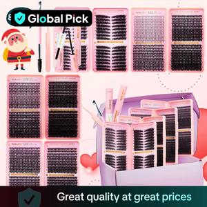 Curl Wispy Individual False Eyelash with Glue & Remover & Tweezers & Brush Kit, 1 Box Natural Self Grafting DIY Segmented Eyelash, Eye Makeup Accessories, Eyelashes Extension Set, Cosmetic