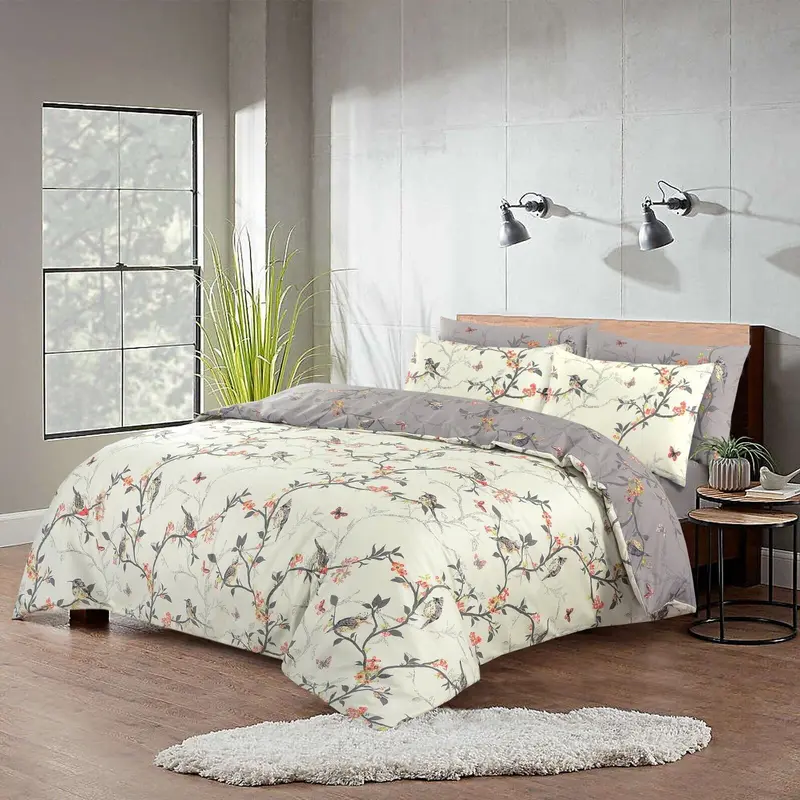 Hotel Quality Stylish Reversible Duvet Cover Set 100% Soft Fluffy Floral Bedding Sets with Pillowcases Cozy Comfy Microfiber Quilt Cover Charcoal Grey Pink Flowers Double King Super King Bedding Sets 5