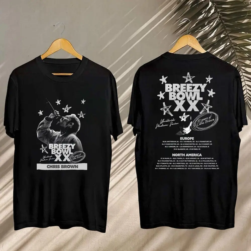 2025 Chris Brown Tour Breezy Bowl XX T-Shirt, Chris Brown Concert 2025