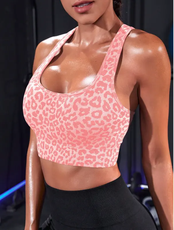 Leopard Print Racerback Sports Bra – Bold, Breathable & Supportive Activewear for Women 2