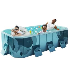 Large Capacity Foldable Swimming Pool for Family Fun - Non-Inflatable, Quick Drainage, Sturdy Structure, Comfortable & Safe, Easy Storage,
