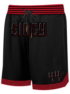 Men's Letter & Figure Embroidery Drawstring Waist Shorts, Casual Fashion Breathable Hollow Out Straight Leg Shorts for Daily Wear, Men's Bottoms for All Seasons, Menswear, Athletic, Clothing, Sportswear, Activewear, Sports Clothes Outdoor, Fabric