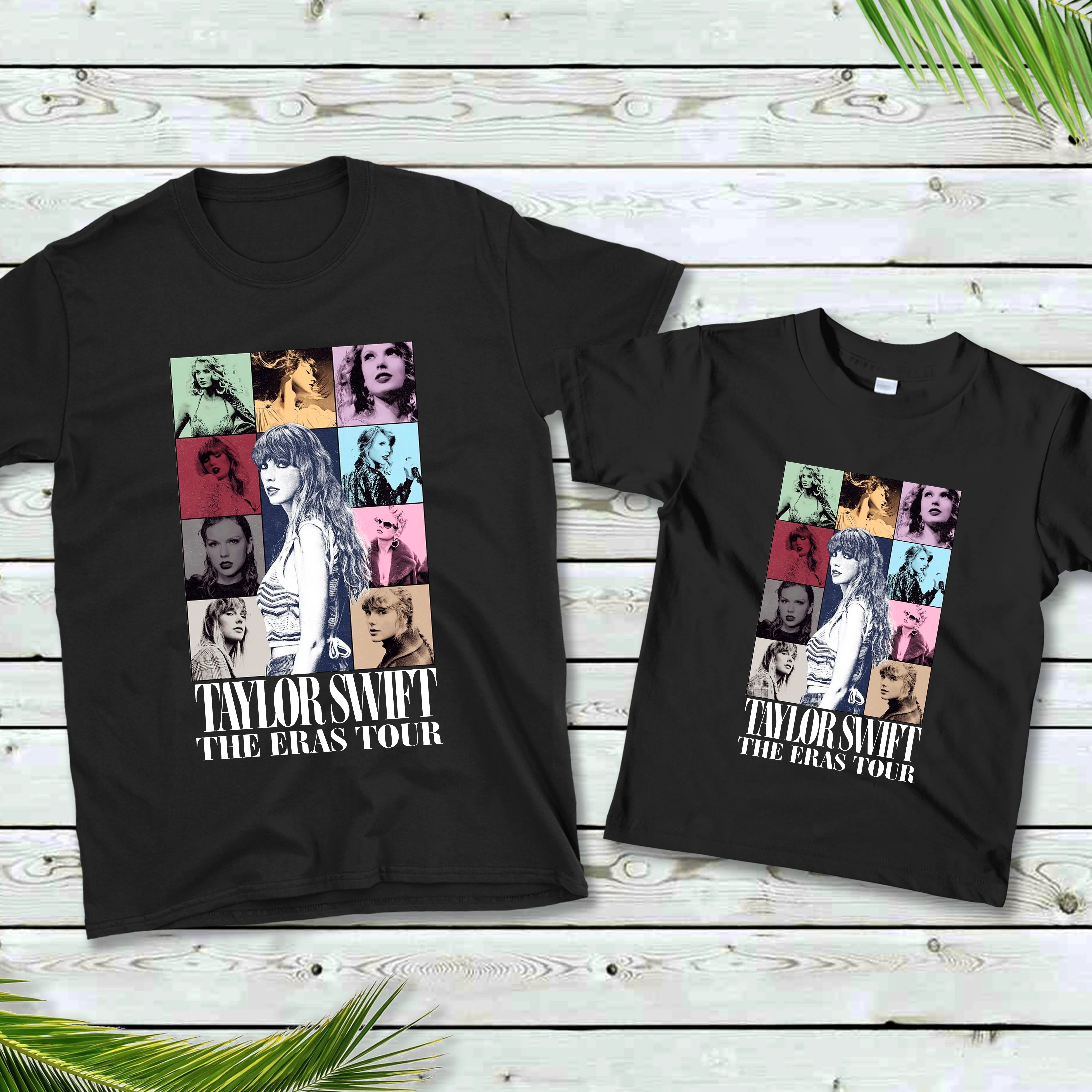 New Kids Boys Girls Taylor Eras Tour 2025 Swift Music Black T-Shirt Summer Holidays Short Sleeve 100% Cotton Tee Top, Childrens Music Fan Swiftie Fashion Concert Birthday Gift