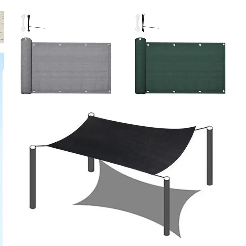 4.8m Garden Balcony Fence Cover Cloth Privacy Screen Fabric Shade Tarp Netting Mesh Cloth - Grey 3