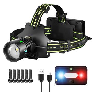 USB Rechargeable Headlamp, Portable Headlamp with 5 Lighting Modes, Waterproof Headlamp for Camping, Car Repair, Hiking, Fishing
