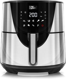 Uten Air Fryer,7.5 Litre Family Size, 1700W Power, Touch Screen 8 Presets, Uses No Oil,,Low Fat Cooking, Baking, Nonstick Dishwasher-Safe Parts, Automatic Shutoff, Stainless Steel,Silver