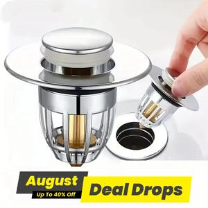 Round Bathroom Drain Stopper, Universal Bathroom Sink Plug, Anti-clog Drain Stopper, Press Type Bath Tub Plug, Multifunctional Bathroom Accessories, Bathroom Supplies, Home Goods, Kitchen Accessories, Bathroom Gadgets, Bathroom Essentials Accessories