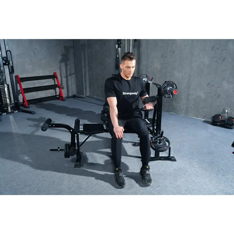 STRONGWAY™ Multi Gym - Adjustable Weight Bench with Barbell Rack (Foldable) 4