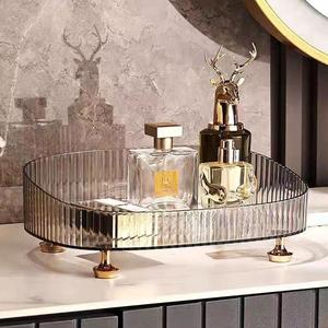 Makeup Storage Tray, Desktop Cosmetic Organizer, Transparent Large Capacity Makeup Display Tray, Durable Skincare Storage Tray, Home Storage Organizer