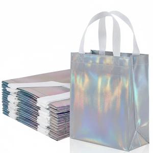 Iridescent Gift Bag with Handle, 10/50pcs Reusable Gift Wrapping Bag, Gift Packaging Supplies for Wedding Birthday Party
