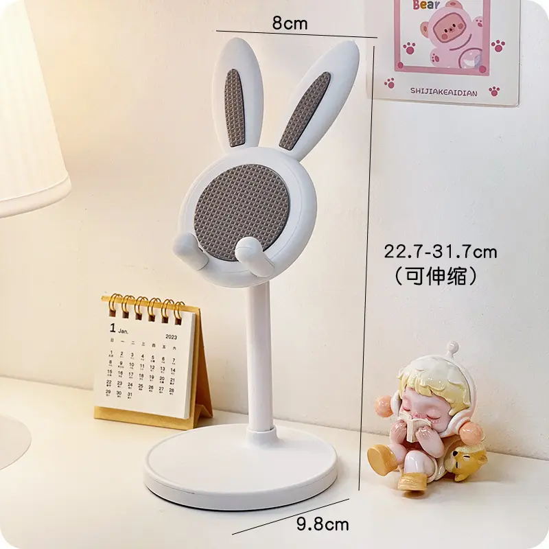 Pink Phone Holder Desktop Cell Phone Stand For iPhone 13 14 Samsung Smartphone Adjustable Lovely Rabbit Cartoon Table Support 7