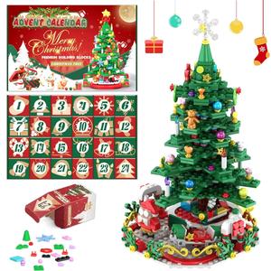 Christmas Tree Design Blocks Countdown Calendar, 1 Set Creative Advent Calendar without LED Lights, Holiday Gift for Adults & Teens