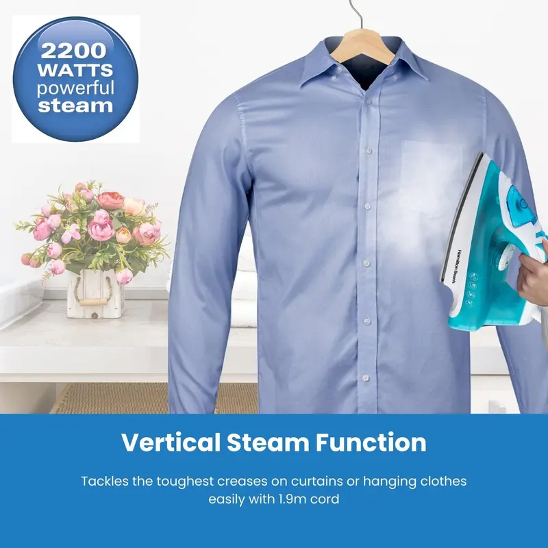 Hamilton Beach SteamMax 2200W Aqua & White Steam Iron 2