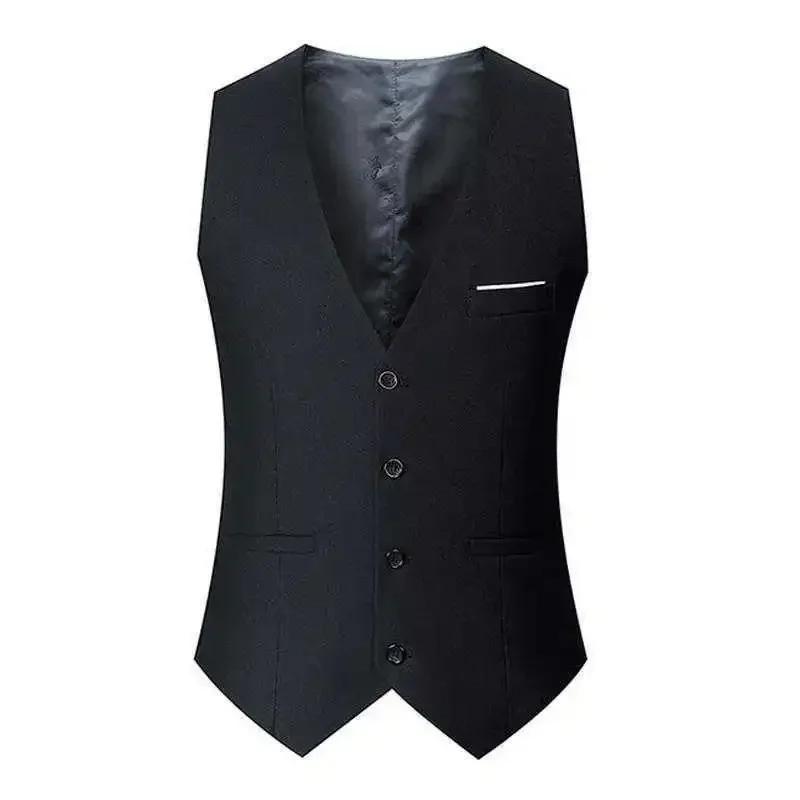 Men's Casual Business Vests Slim Fit Formal Business Vest Large Size Waistcoat for Suit or Tuxedo Wedding Formal Prom 3