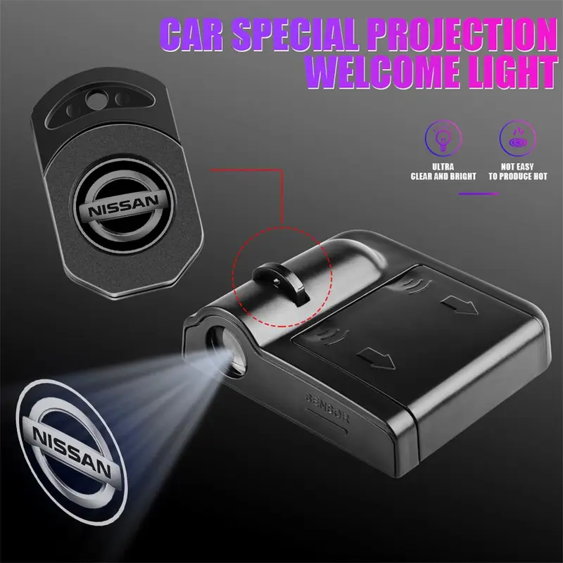 2/4Pcs Car Logo Projector Induction Lamp Side Door Welcome Light for Nissan X-trail Micra Juke Teana Qashqai Nismo Sylphy Leaf 1