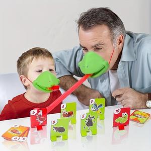 Frog Tongue Board Game, 1 Set Fun Multifunction Parent-child Interactive Playing Competition Table Game, Including 2 Masks, 2 Fake Tongues, 20 Cards, Toys, Kids Toys, Tabletop Games, Family Board Games, Strategy Board Games, Party Table Game, Halloween
