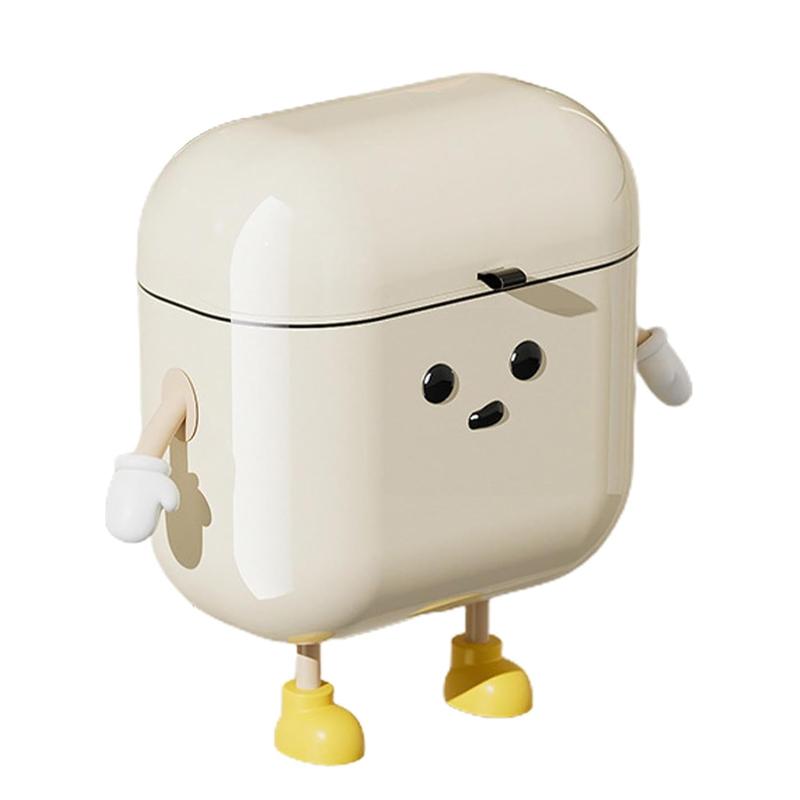 9L Hanging Trash Bin With Lid, Wall-mounted Kitchen Trash Can, Cream-Colored Trash Can, High AppearanceLevel, For Food Waste And Bathroom, Cupboard, Cabinet Door 6