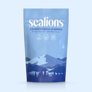 Sealions Vitamins Ashwagandha Gummies - 60 Vegan Gummies | 30 Days Supply - Mixed Berry Flavour with Vitamin B12 & B6 for Wellbeing - Healthcare