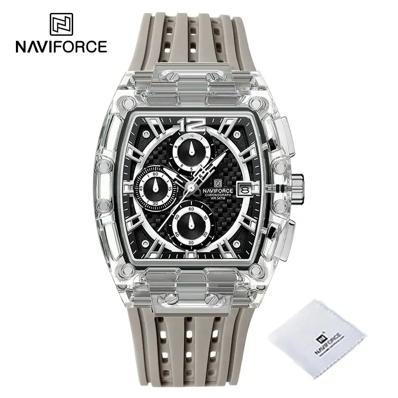 Men's Quartz Multifunction Watches Fashion Sports Chronograph 5ATM Waterproof Silicone Band Casual Man Wrist Watch 4