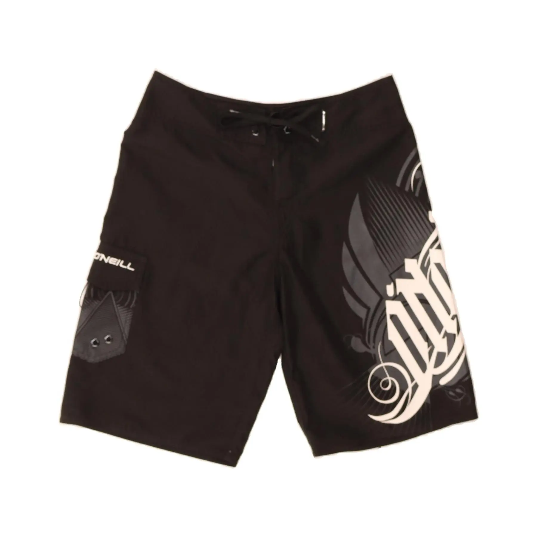 Pre-Owned Vintage O'NEILL Mens Graphic Swimming Shorts Small  Black Polyester