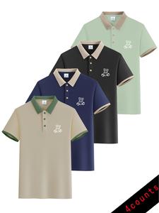 Men's Colorblock Short Sleeve Polo Shirt, Casual Collared Top for Summer, Fashion Men's Clothes for Daily Wear