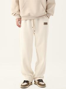 Men's Letter Print Drawstring Waist  Pants, Casual Loose Fit Straight Leg Trousers for Summer, Fashion Men's Bottoms for Daily Wear