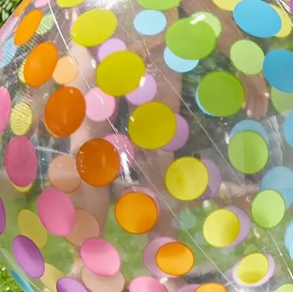 Jumbo Beach Ball 42 Inch Multicolour Dots and Clear Base for Fun and Playful Beach Day 4
