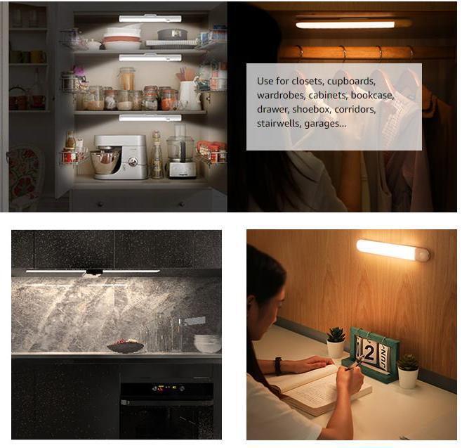 Strip Light LED PIR Motion Sensor USB Rechargeable Magnetic Cabinet Closet Lamp 3