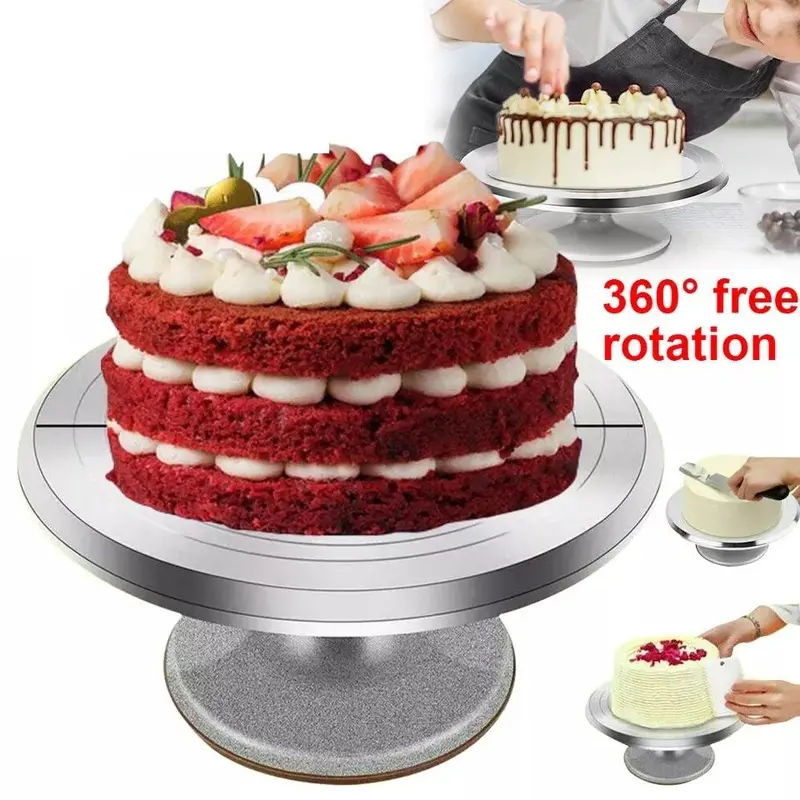 Cake Turntable 12'' Aluminum Cake Revolving Stand Holder Cake Baking Decor Tool Bakeware Utensils 2