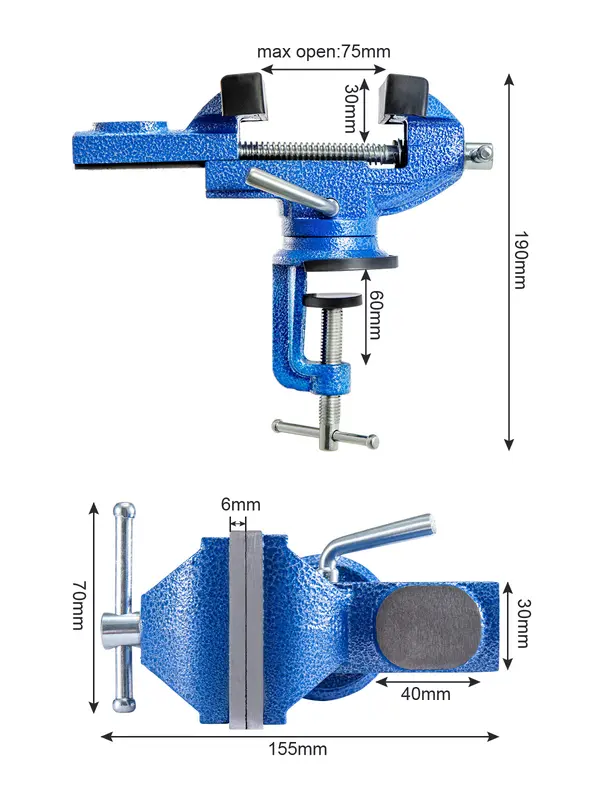 CROWNSHOP Bench Vice 360° Swivel Base Vices forWorkbench Portable Universal Workshop Clamp Adjustable Mini Table Bench Vice Clamp for Workshop Factory 1