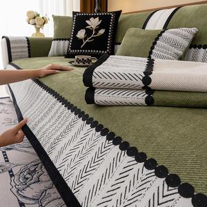 Thick Chenille Fabric Sofa Cover, 1 Count Non-Slip Cushion, Plaid Hanging Design, Pet Friendly, Easy Clean, Washable Sofa Slipcover, for Single Chair, Double Couch, L-Shaped, Durable furniture protection pad for home decoration