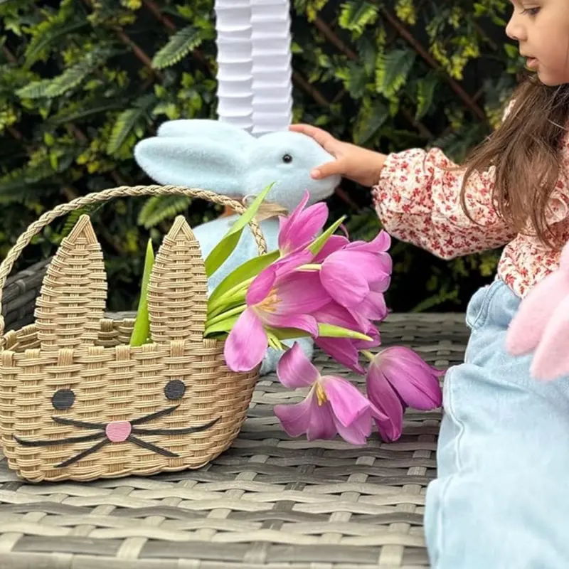 Recycled Bunny Shaped Basket – Perfect for Easter & Parties - Playful Bunny Basket – Recycled Paper Egg Hunt Basket 1