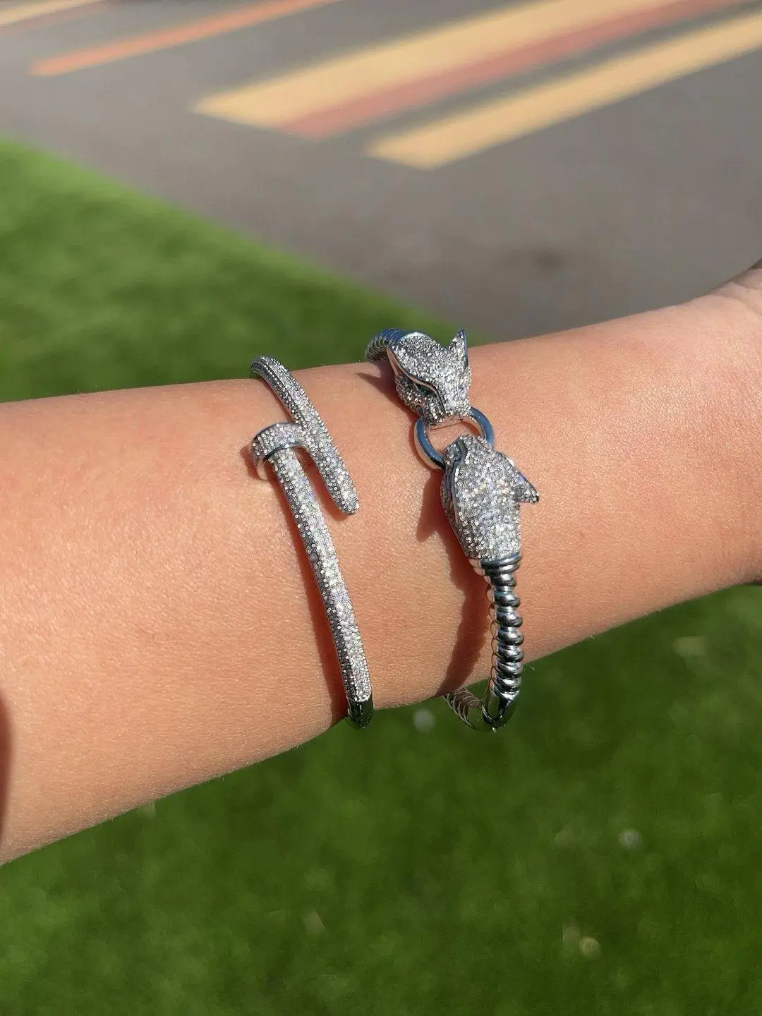 Moosh Power & Grace Duo – Panther & Pavé Nail Bracelet Set