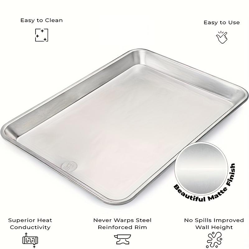 Stainless Steel Baking Pan With Cooling Rack Set, Pan With Extra Thick Edge For Cooking And Baking, Ramadan Supplies Christmas Gift Bakeware 3