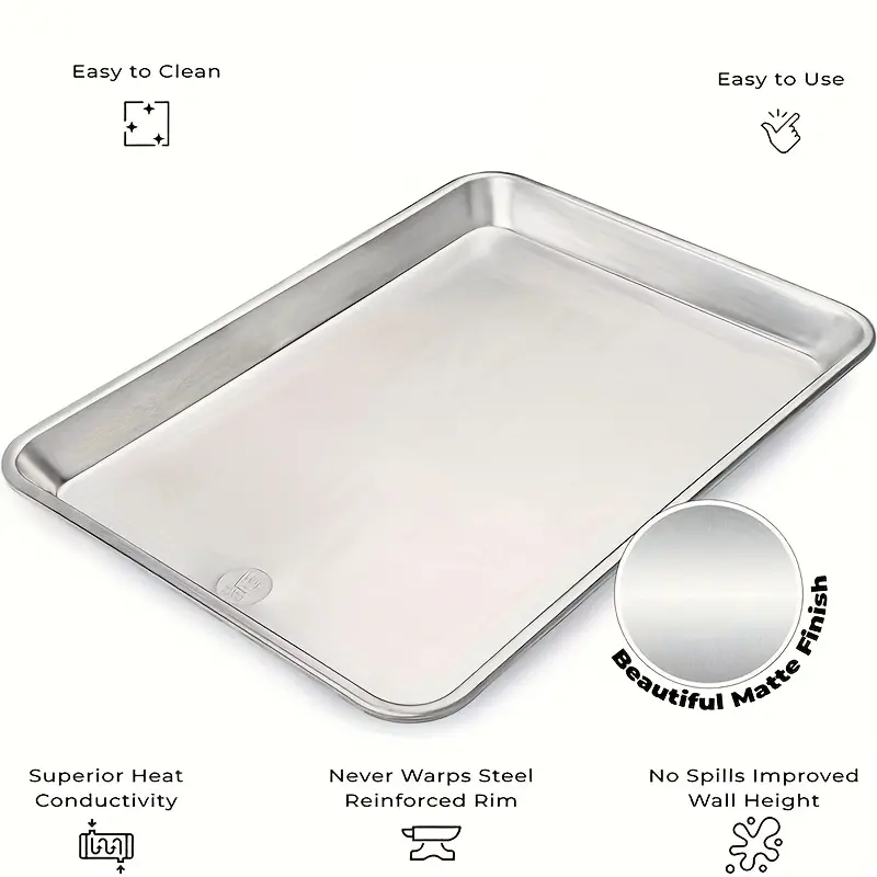 Stainless Steel Baking Pan With Cooling Rack Set, Pan With Extra Thick Edge For Cooking And Baking, Ramadan Supplies Christmas Gift Bakeware 3