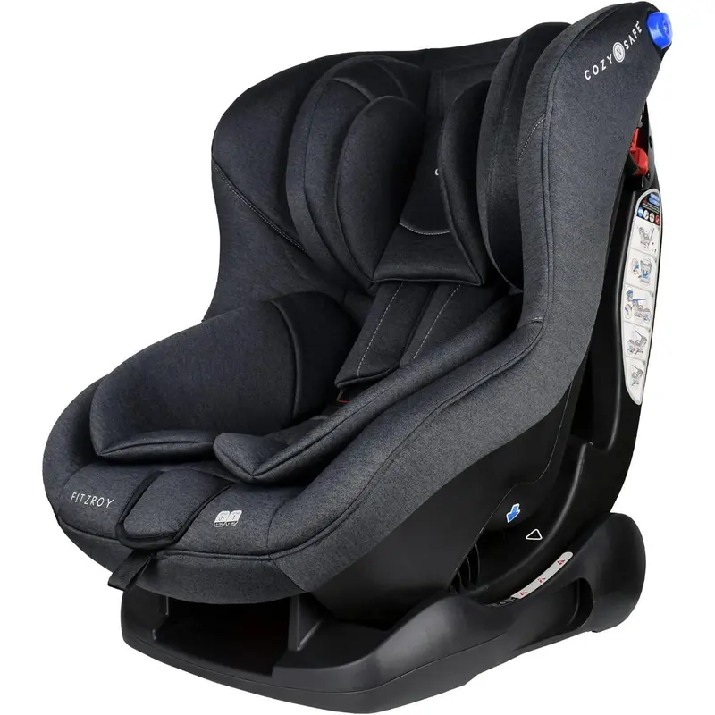 Fitzroy Group 0+1 Car Seat 0-18KG, Birth - 4 Years, 5 Point Harness, 4 Position Recline, Rear Facing from Birth to 13kg/ Forward Facing from 9kg to 18kg, Deep Padding - Black/Grey 7