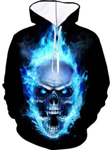Men's Skull & Frame Print Long Sleeve Graphic Hoodie, Essentials Hoodie, Regular Fit Casual Drawstring Pocket Hooded Sweatshirt, Spring & Fall Menswear