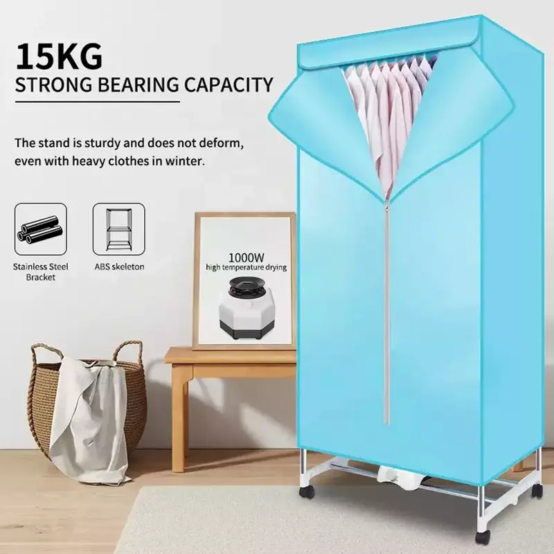 Electric Clothes Dryer 15kg Indoor Hot Air Drying Machine Wardrobe 2 Tier 1000W 2