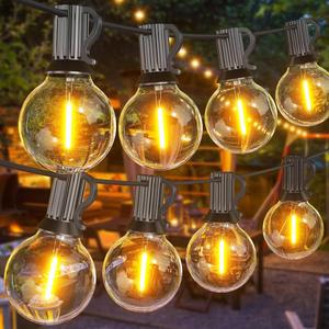 Outdoor String Lights Mains Powered, 60FT G40 LED Festoon Lights Outdoor, IP45 Waterproof Globe Garden String Lighting with 30+1 Bulbs, 2700K Indoor/Outside Patio Lights for Décor Cafe Party