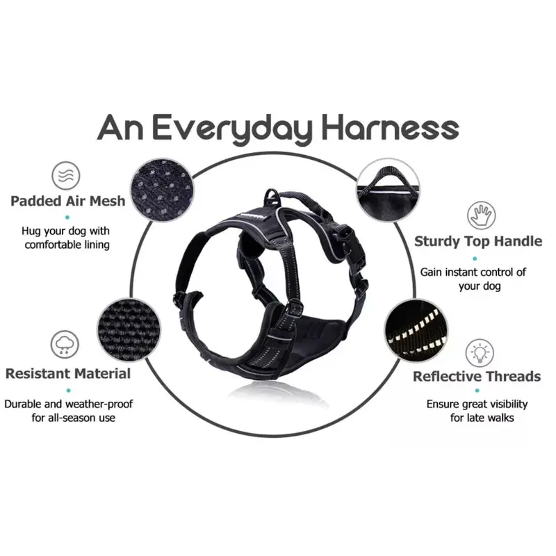No-Pull Pet Dog Harness with Handle Adjustable Reflective Padded Vest S,M,L 2