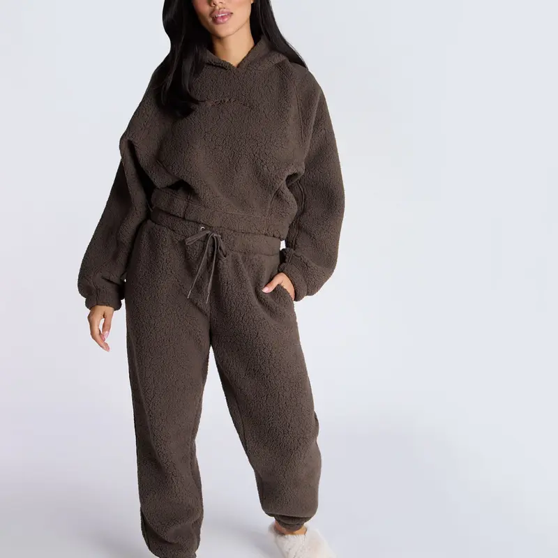Boux Avenue Seamed Borg Lounge Set Hoodie and Joggers Sleepwear Loungewear 2