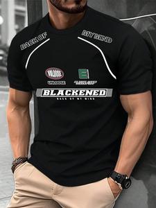 Men's Letter Print Round Neck Tee, Loose Casual Short Sleeve Crew Neck T-Shirt for Summer, Fashion Men's Top for Daily Wear, Tropical